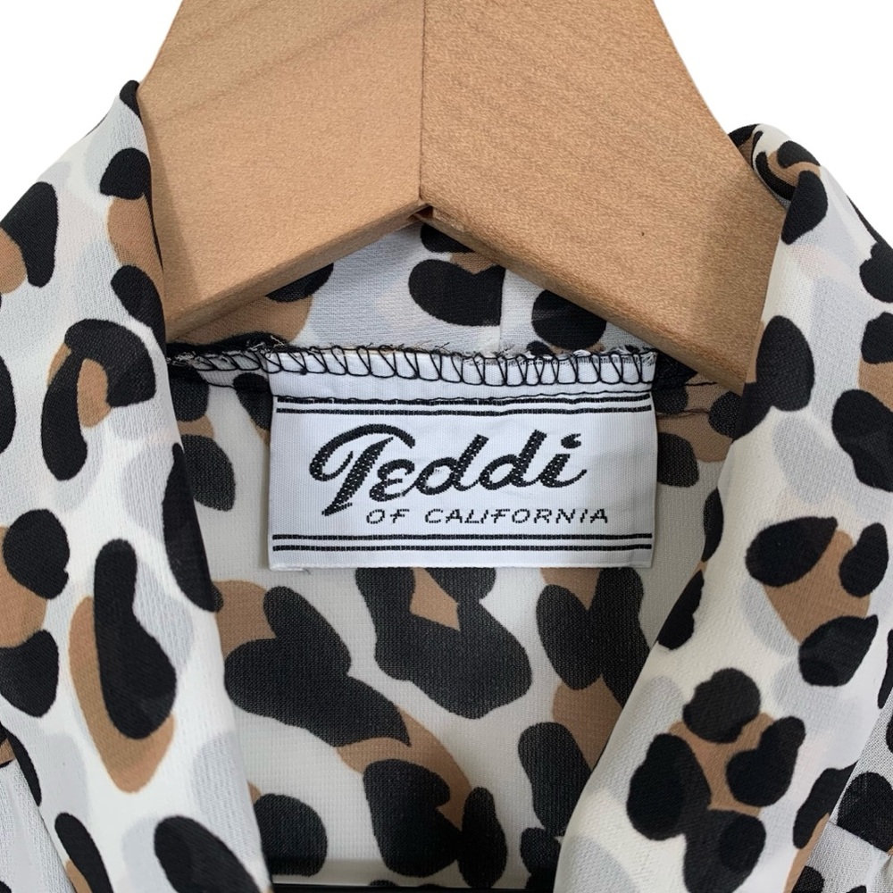Vintage 1970’s Leopard Print Bow Tie Blouse - Picture 4 of 8